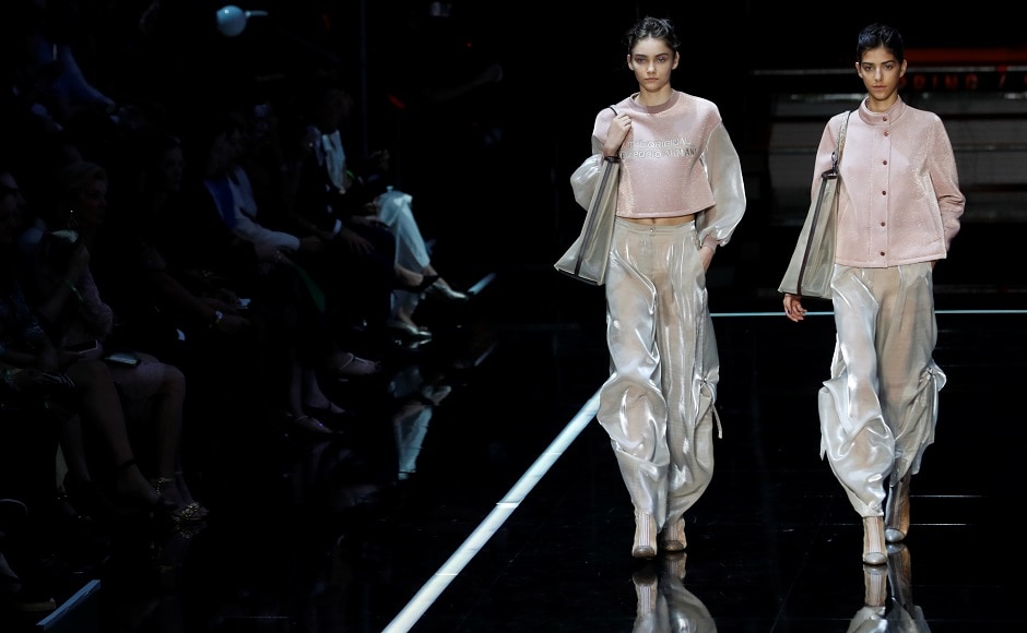 The Emporio collection had hundreds of outfits for both men and women, indeed travelled through the iconic traits of the world-famous designer: easy fits as well as sophisticated looks, the use of different fabrics, both smooth nuances and bold colours, soft feminine cuts and rich details. Reuters/Stefano Rellandini The Emporio collection had hundreds of outfits for both men and women, indeed travelled through the iconic traits of the world-famous designer: easy fits as well as sophisticated looks, the use of different fabrics, both smooth nuances and bold colours, soft feminine cuts and rich details. Reuters/Stefano Rellandini