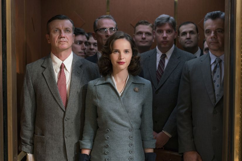 This image released by Focus Features shows Felicity Jones as Ruth Bader Ginsburg in a scene from "On the Basis of Sex." The film will premiere at the 32nd AFI Fest in Los Angeles. The American Film Institute said Tuesday, Sept. 25, that the film will open the festival on November 8 at the TCL Chinese Theater. Mimi Leder directed the film which follows Ginsburg’s early years as a young lawyer before her appointment to the U.S. Supreme Court. (Jonathan Wenk/Focus Features via AP)