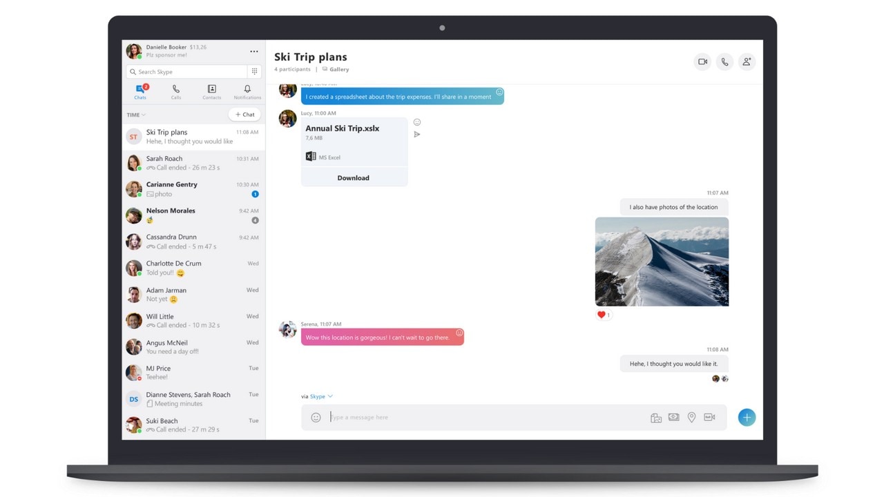 Skype's new UI for desktop. Image: Skype