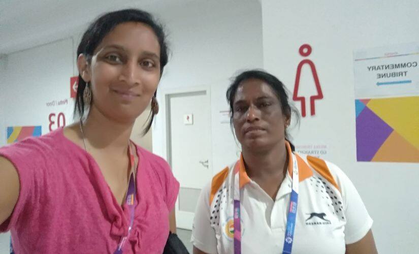 The author (L) with Indian athletics legend PT Usha. Image credit: Snehal Pradhan/ Firstpost