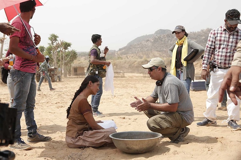 Tabrez Noorani directs Mrunal Thakur on location for Love Sonia. Image via iMDB