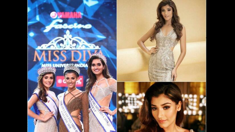 Nehal Chudasama (centre) in the Miss Diva Universe. Image from Twitter