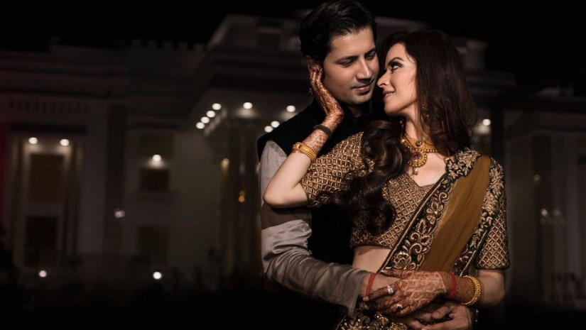 Sumeet Vyas and Ekta Kaul, during their sangeet ceremony. Image from Twitter