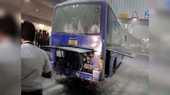 Indigo Airlines bus with 50 passengers on board catches fire at Chennai airport, no one injured