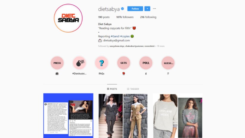 Diet Sabya's Instagram page