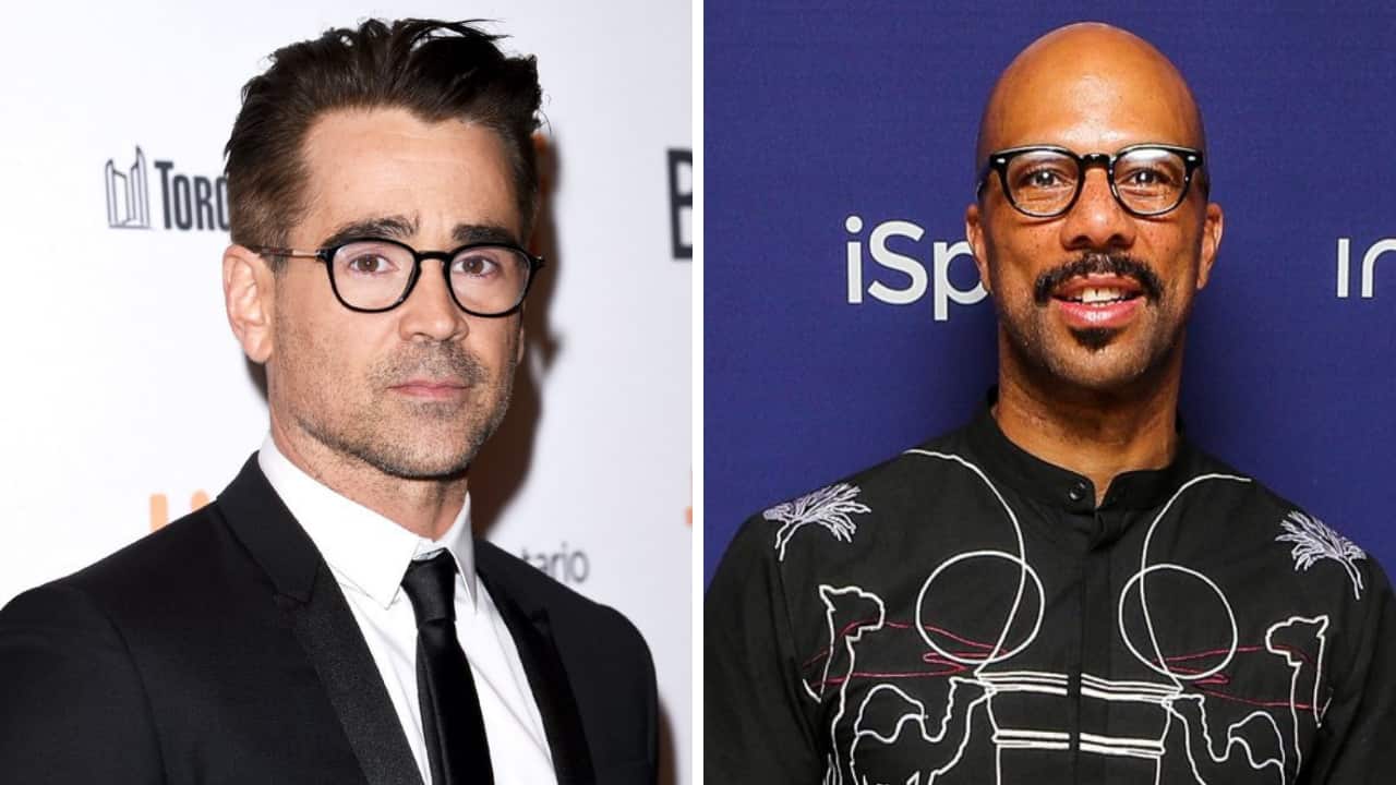 Colin Farrell (left), Common. Images via Twitter