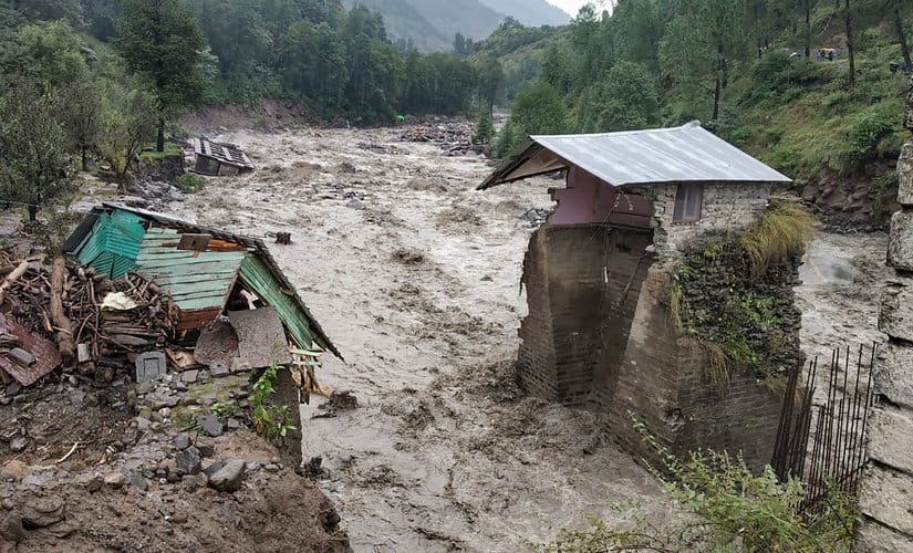 A swollen Beas river flows after heavy rains in Kullu, Himachal Pradesh. PTI