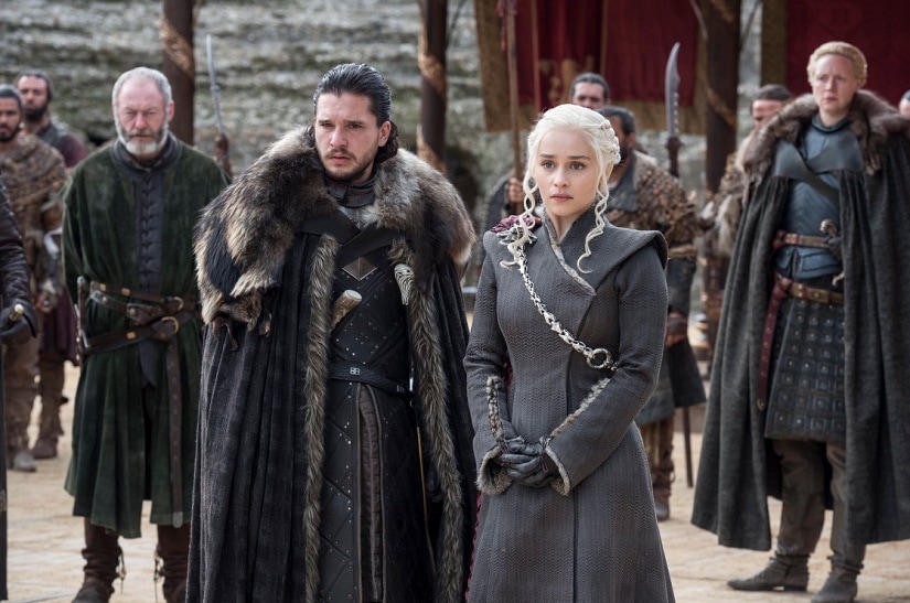A still from Game of Thrones. Image via Twitter/@JonxDanyy