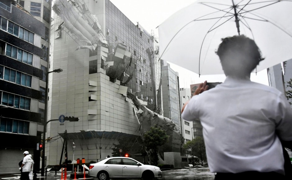 The winds peeled off multi-storey scaffolding attached to buildings. Evacuation advisories have been issued for more than 300,000 people in western Japan, including 280,000 in the port city of Kobe, with local officials setting up some 1,500 shelters. AP