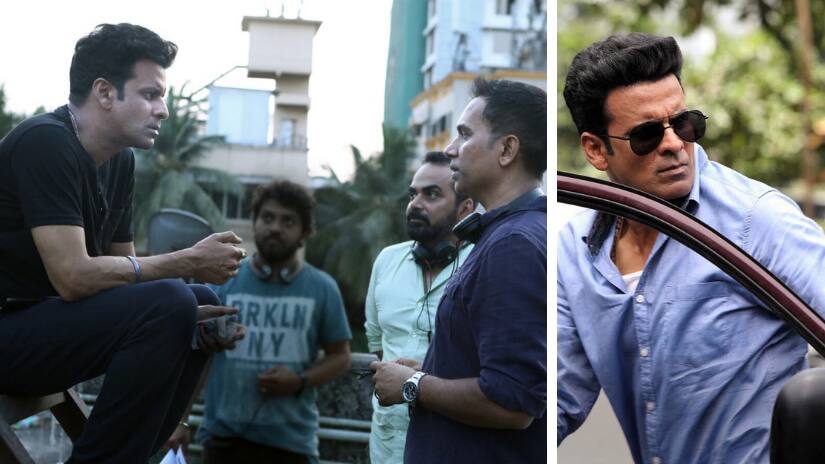 Manoj Bajpayee during the filming of The Family Man. Images via Twitter