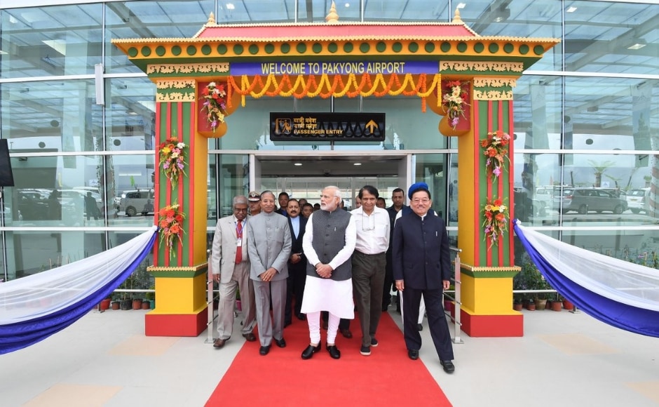 The New Greenfield Airport in Pakyong was inaugurated nine years after its foundation stone was laid around 33 kilometres from Gangtok in 2009. It is located around 60 kilometres from the India-China border and is spread across over 201 acres. Twitter/@narendramodi The New Greenfield Airport in Pakyong was inaugurated nine years after its foundation stone was laid around 33 kilometres from Gangtok in 2009. It is located around 60 kilometres from the India-China border and is spread across over 201 acres. Twitter/@narendramodi