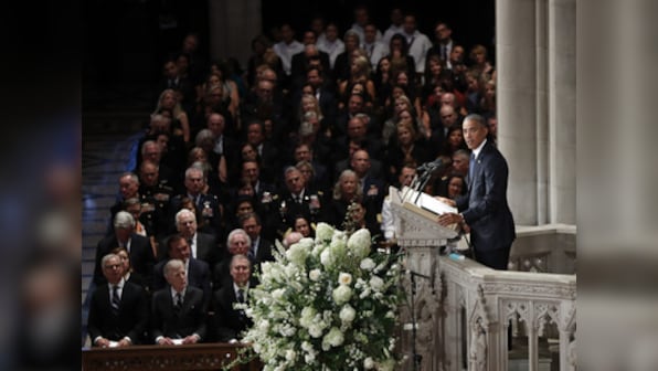 John McCain memorial service marked by tributes, memories, tears, civility lessons and Donald Trump's glaring absence
