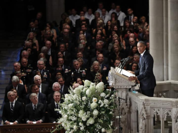 John McCain memorial service marked by tributes, memories, tears, civility lessons and Donald Trump's glaring absence