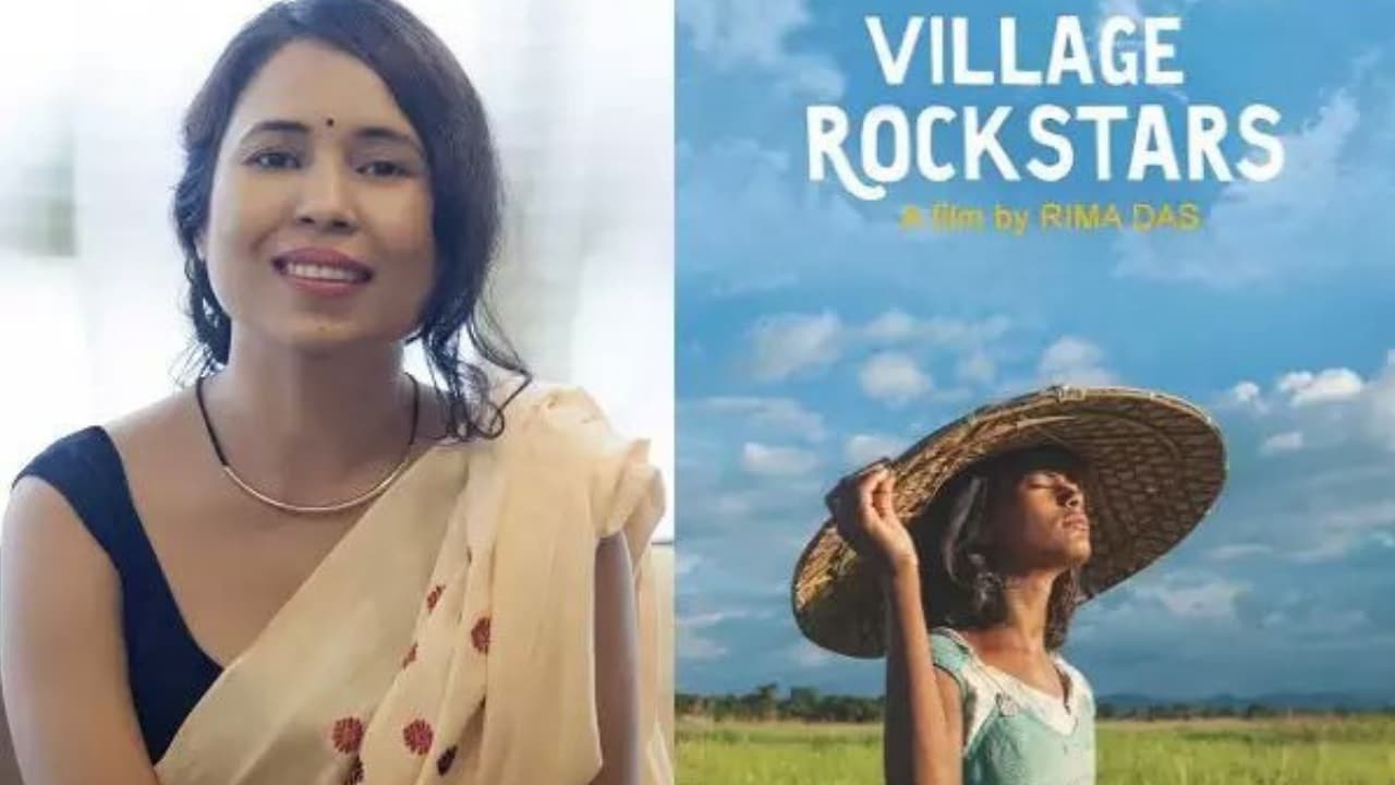 Rima Das (left), Poster of her National Ward-winning foilm, Village Rockstars. Facebook @DY365