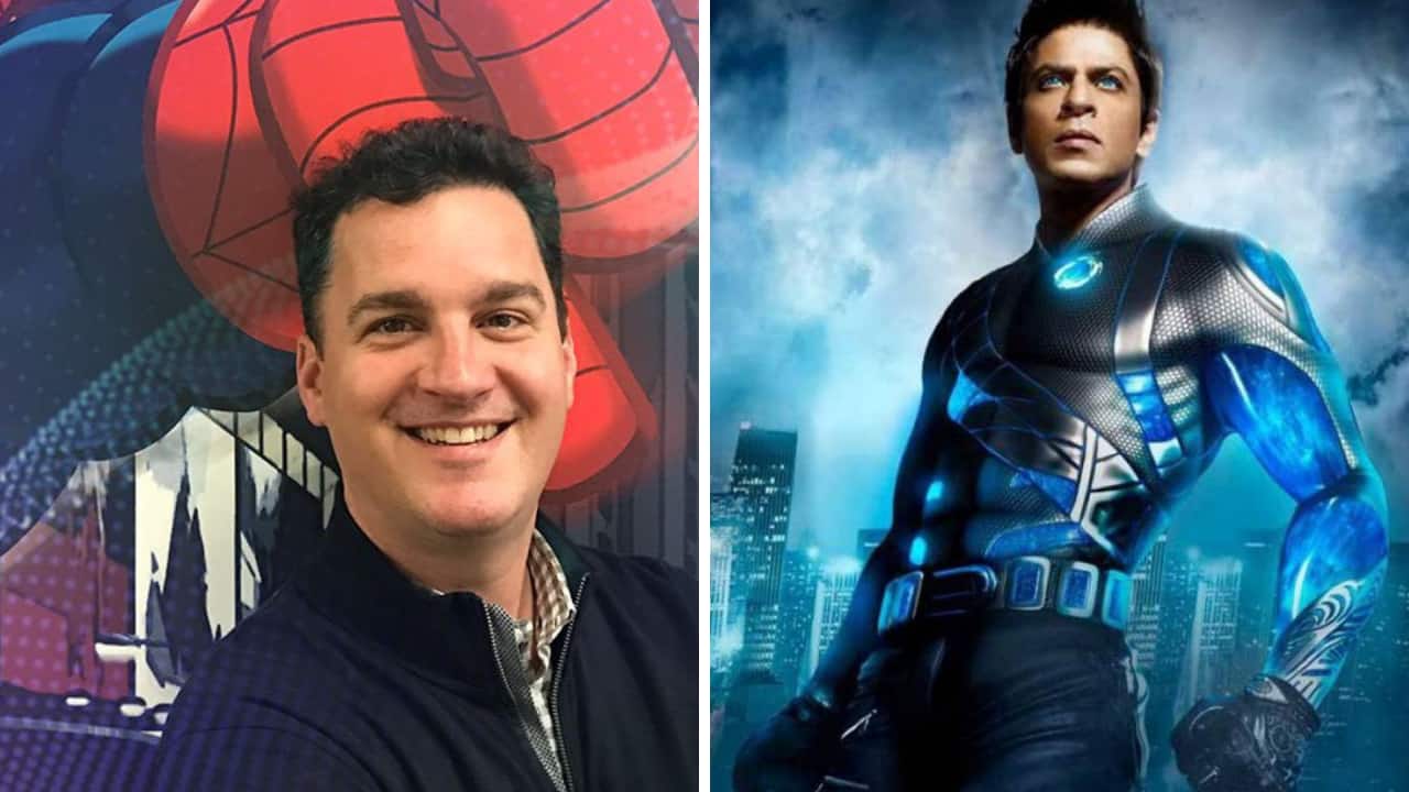 Stephen Wacker (left), Shah Rukh Khan as Ra One. Images from Twitter