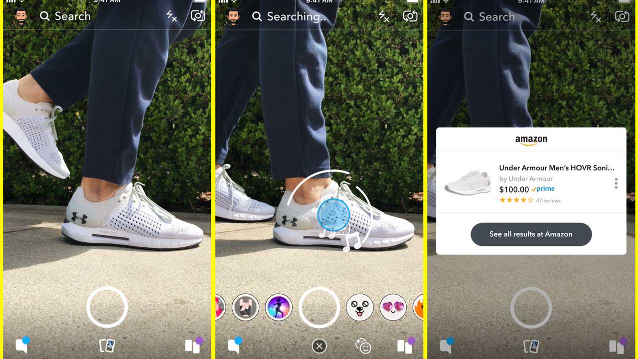 Snapchat is testing a feature in partnership with Amazon for image-based shopping Snapchat is testing a feature in partnership with Amazon for image-based shopping