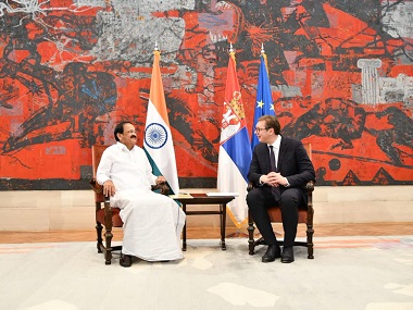 Venkaiah Naidu in Belgrade: Vice-president discusses cooperation in trade, defence with Serbian president Aleksandar Vucic Venkaiah Naidu in Belgrade: Vice-president discusses cooperation in trade, defence with Serbian president Aleksandar Vucic