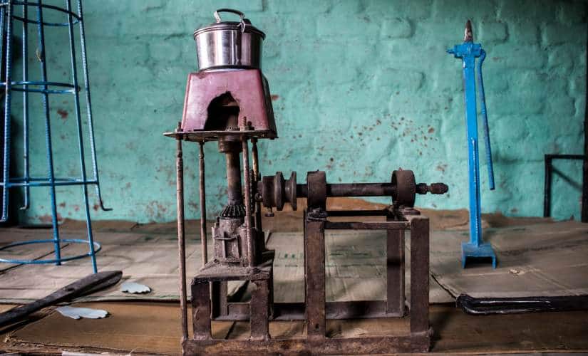 The hand mixer which Rajendra had designed using scrap iron