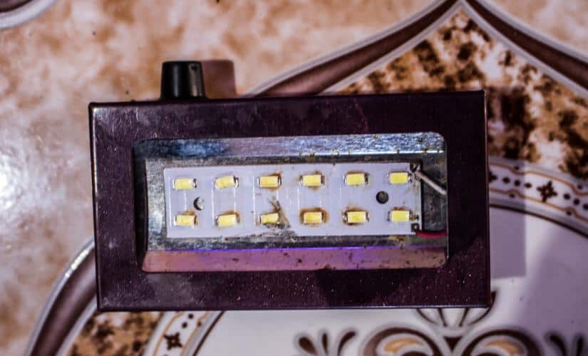 After dismantling several LEDs, Rajendra made this peacock design