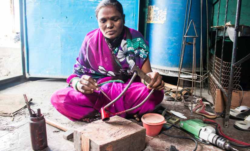 His wife, Sangita Pawar assists him every day in crafting the agricultural equipment