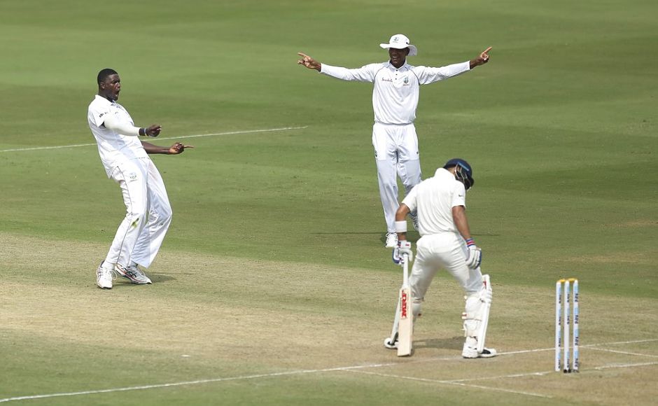Virat Kohli and Ajinkya Rahane provided stability to India innings after two quick wickets fell in form of Prithvi Shaw and Cheteshwar Pujara. But Kohli fell soon too on 45 and it was Windies captain Jason Holder who trapped him in front of the stumps. AP Virat Kohli and Ajinkya Rahane provided stability to India innings after two quick wickets fell in form of Prithvi Shaw and Cheteshwar Pujara. But Kohli fell soon too on 45 and it was Windies captain Jason Holder who trapped him in front of the stumps. AP