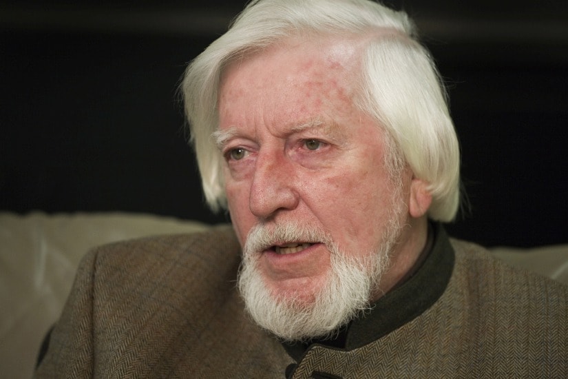 FILE- In this April 10, 2008, file photo puppeteer Caroll Spinney is interviewed during a break from taping an episode of "Sesame Street" in New York. After nearly 50 years on the show Spinney is retiring. Spinney tells the New York Times that Thursday, Oct. 18, 2018, will be his last day on the program, which he joined from the start in 1969. In addition to Big Bird, the 84-year-old was also Oscar the Grouch. (AP Photo/Mark Lennihan, File)