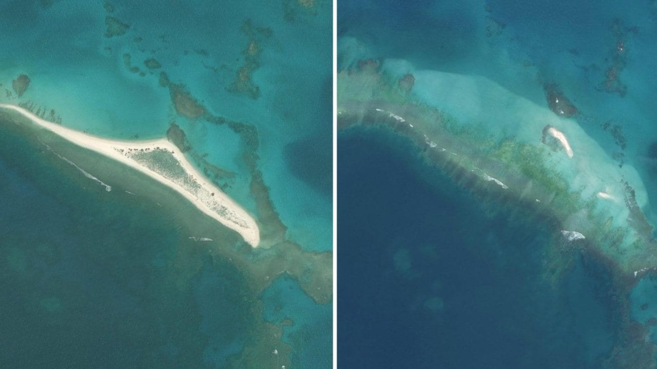 East Island before (left) and after (right) Hurricane Walaka. Image courtesy: US Fish and Wildlife