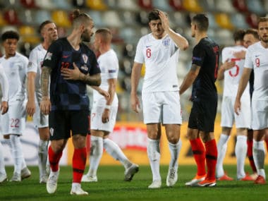 England and Croatia players after the match. Reuters