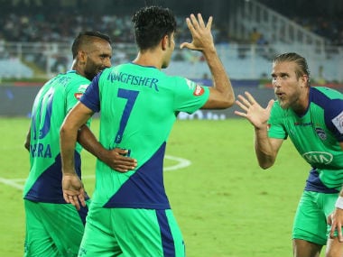   Miku famous his goal with his teammates against ATK. ISL 