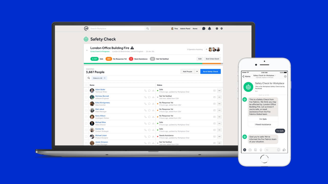 Facebook to soon introduce a Safety Check feature on its 'Workplace' platform Facebook to soon introduce a Safety Check feature on its 'Workplace' platform