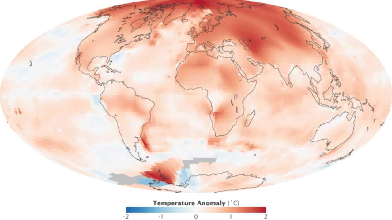 Global surface temperature trends between 2000-2009. Image credit: Robert Simmon/NASA GISS