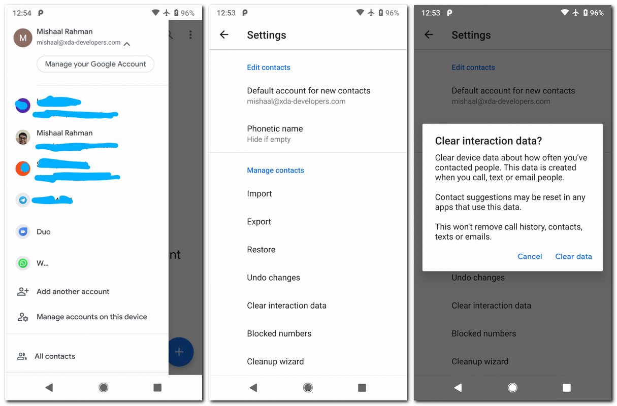 Redesigned Google Contacts app. Image: XDADevelopers