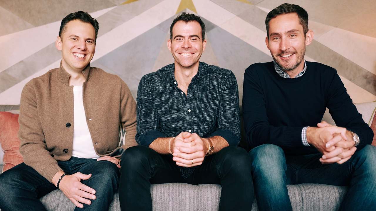 Adam Mosseri (centre) flanked by Instagram co-founder Mike Krieger (left) and Kevin Systrom (right). Image: Instagram