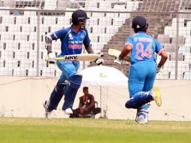 India U-19 batsmen during the semi-final clash against Bangladesh during the Youth Asia Cup. Image courtesy: @ACCMedia1
