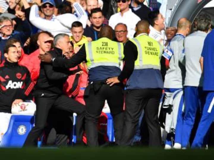 Premier League: Manchester United's Jose Mourinho involved in fracas after Ross Barkley salvages Chelsea's unbeaten run