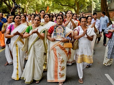 File image of devotees protesting against Suprme Court verdict on Sabarimala. News18