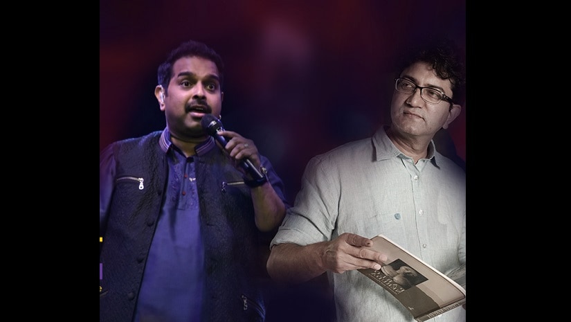 The key note at the MTV India Music Summit featured Shankar Mahadevan (Left) in conversation with Prasoon Joshi (Right). Image via Facebook/ MTV India Music Summit