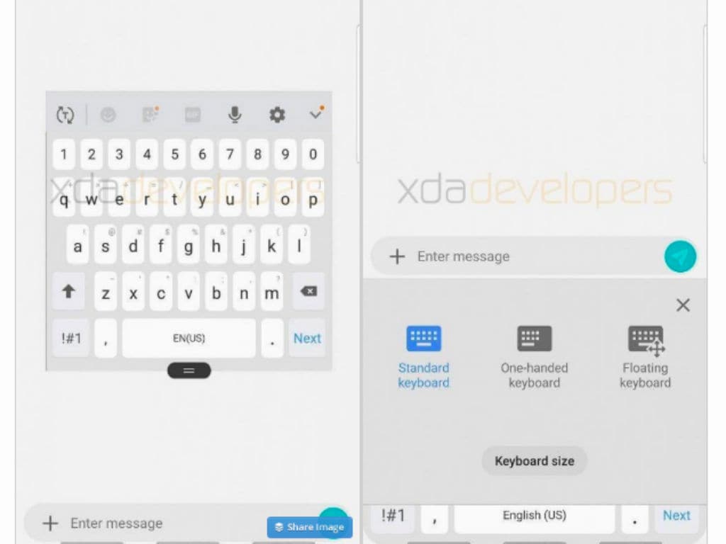 Samsung floating keyboard. Image: XDA Developers