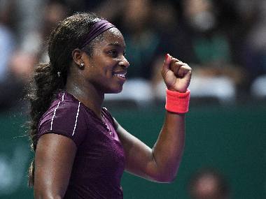 Sloane Stephens celebrates after defeating Angelique Kerber. AFP