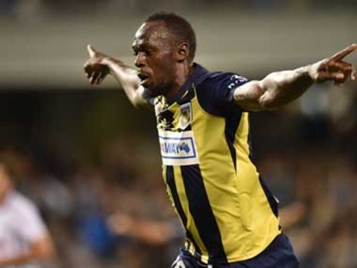 Former sprinter Usain Bolt scores brace on first start for Central Coast Mariners in pre-season game