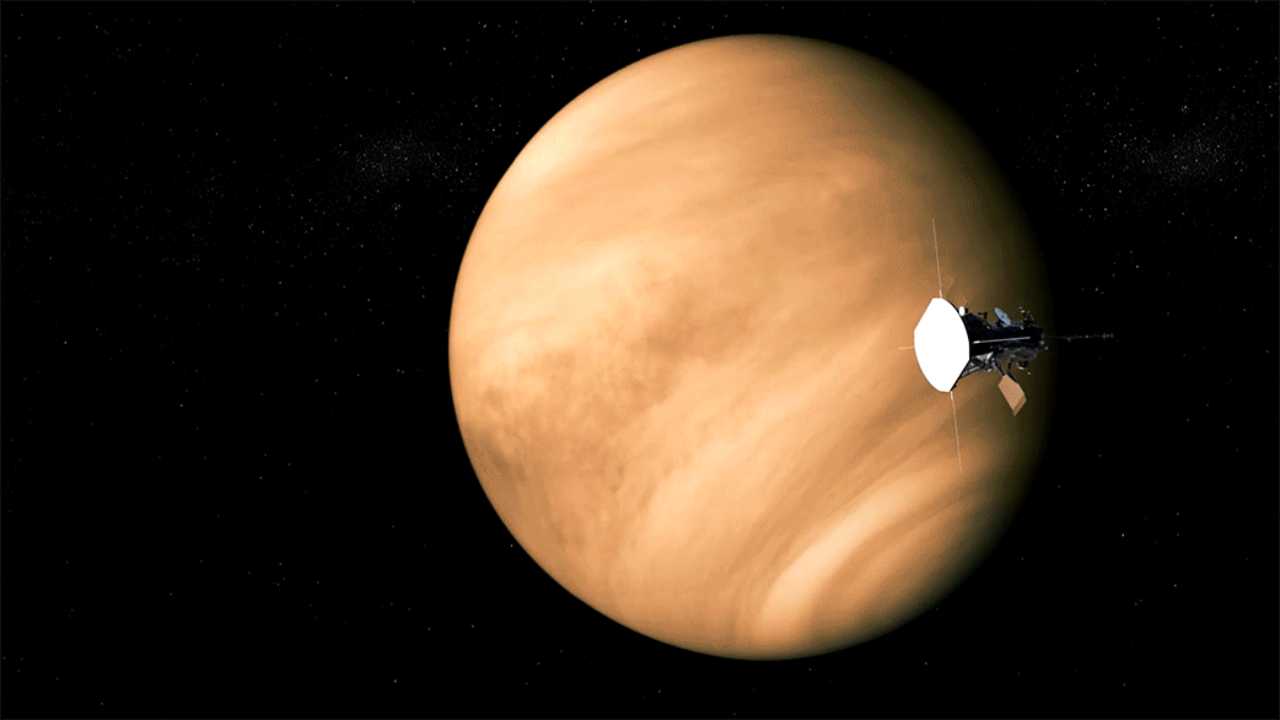 The Parker probe begins the first of its seven revolutions of Venus in a gravity assist en route the Sun. Image courtesy: NASA