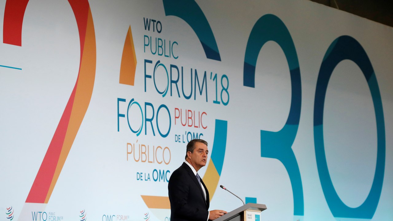 Roberto Azevedo, Director-General of the World Trade Organization (WTO) attends the launch of the World Trade Report 2018 in Geneva. Reuters