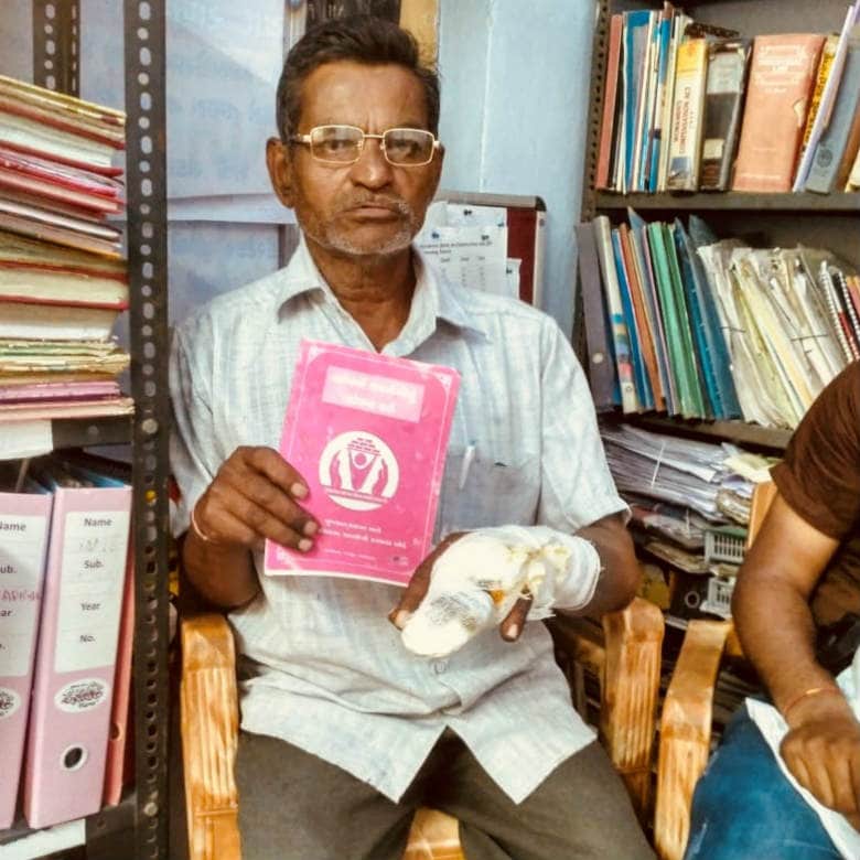 Vinod Makwana is a carpenter and has been fighting a long battle for compensation after he sustained a debilitating injury on his arm. Image courtesy: Pallavi Rebbapragada/Firstpost