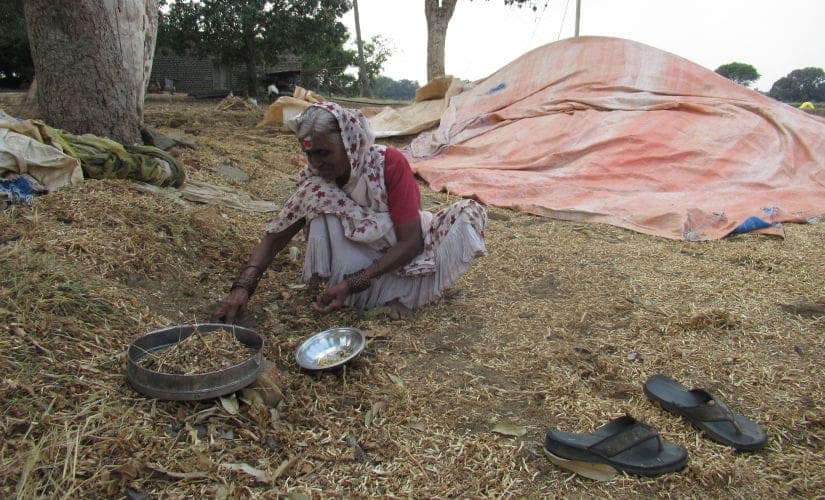 Khilche's wife, 60-year-old Sushila, says a man in the village has a running borewell, where the entire village lines up for water. "I spend two hours a day going back and forth." Image by: Parth MN/Firstpost