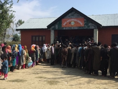 Polling underway for ULB elections in J&K. Image courtesy: 101 Reporters