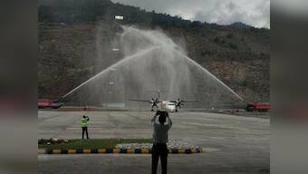 Sikkim's Pakyong Airport welcomes first commercial flight in state with water cannon salute