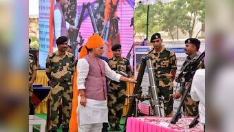 Rajnath Singh celebrates Dussehra with BSF jawans in Rajasthan's Bikaner, performs 'shastra puja'