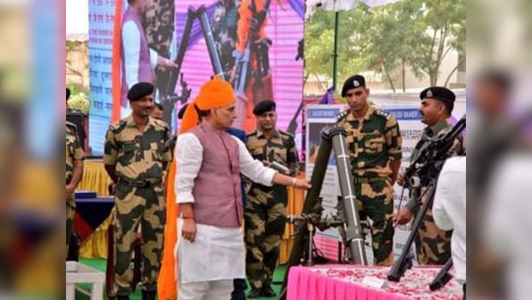 Rajnath Singh celebrates Dussehra with BSF jawans in Rajasthan's Bikaner, performs 'shastra puja'