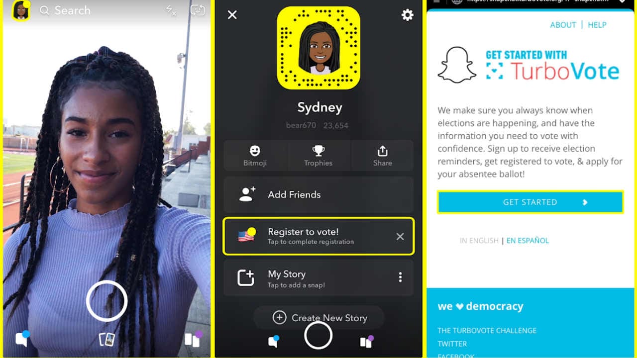 Snapchat helped over 400,000 people register to vote. Image: Snapchat Blog