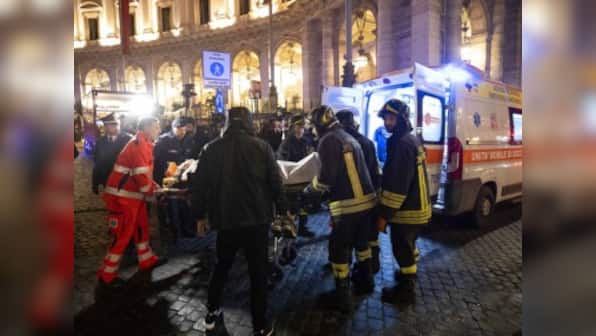 More than 20 injured as escalator collapses in metro station in central Rome; witnesses blame raucous football fans